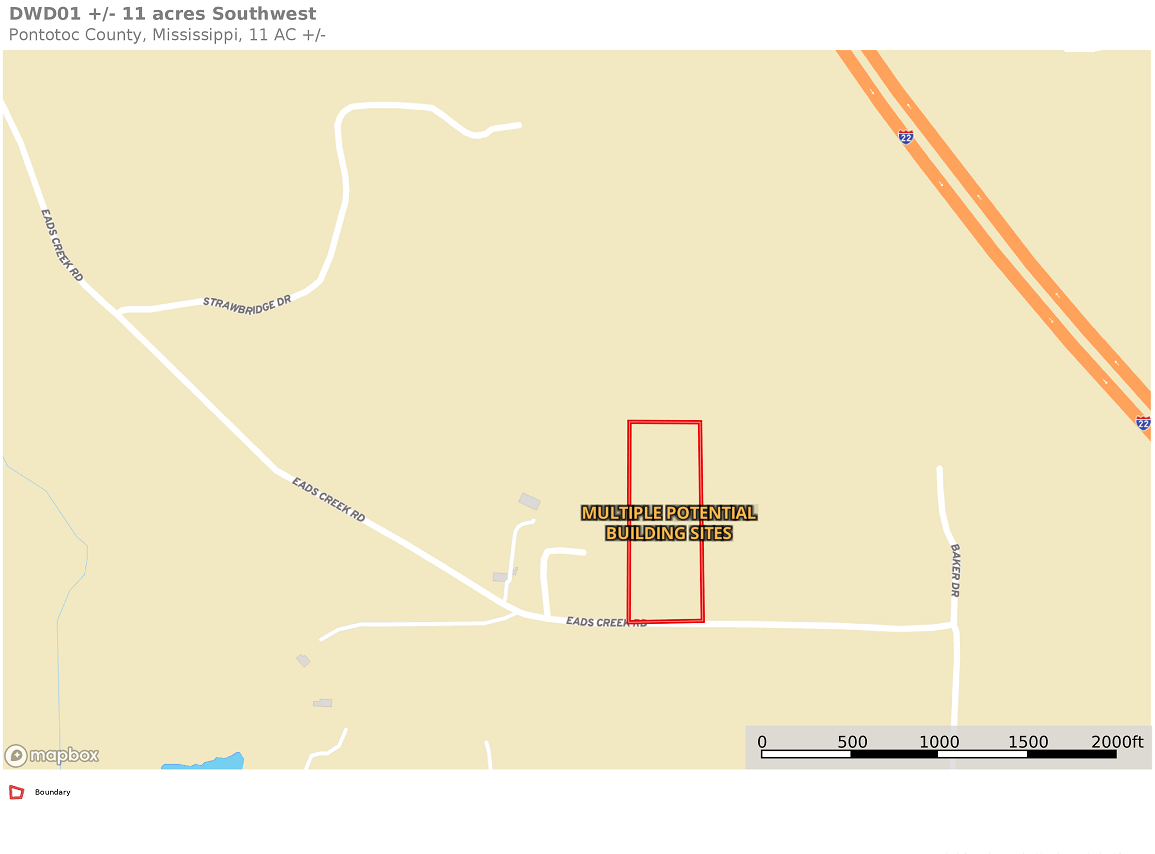 36 DWD01 11 acres Southwest Road map.png